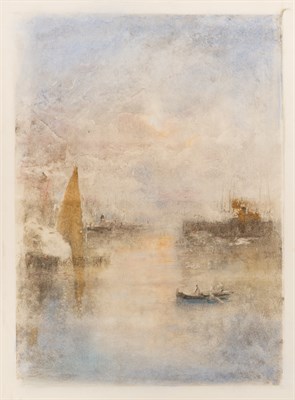 Lot 1041 - Pompeo Mariani (1851-1927) BOATS IN A HARBOR,...