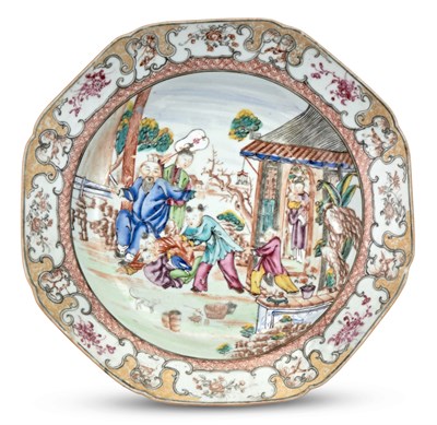 Lot 1037 - A Chinese Export Enameled Porcelain Soup Plate...