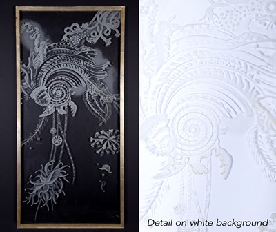 Lot 219 - Aquatic-Themed Etched Glass Panel from the...