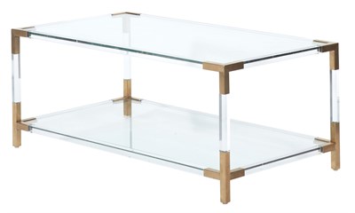 Lot 220 - Lucite, Gilt-Metal and Glass Two Tier Coffee...
