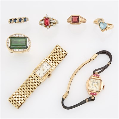 Lot 240 - Group of Gold, Low Karat Gold, Gem-Set and Costume Jewelry