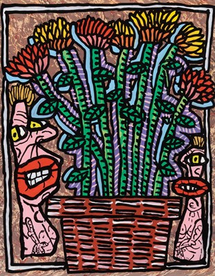 Lot 79 - Robert Combas French, b. 1957 Pot de Fleurs...