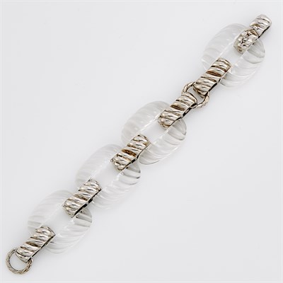 Lot 66 - Maz Silver, White Gold and Fluted Rock Crystal Bracelet