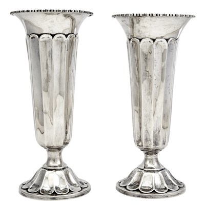 Lot 278 - Pair of George V Sterling Silver Vases Martin...