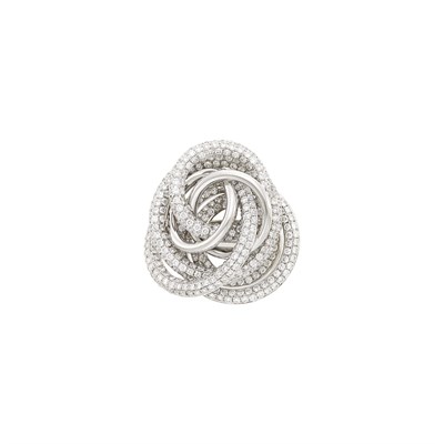 Lot 66 - White Gold and Diamond Spiral Ring