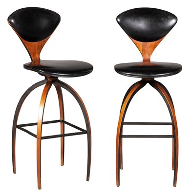 Lot 242 - Pair of Norman Cherner Upholstered Walnut and...