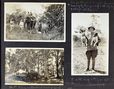 Lot 350 - [INDIA-BIG GAME] Photograph album of a married...