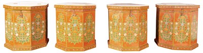 Lot 416 - Set of Four Moroccan Orange Painted Wood...