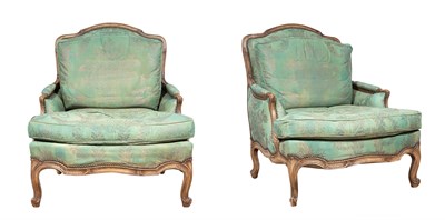 Lot 410 - Pair of Louis XV Style Silk Upholstered...