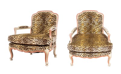 Lot 414 - Three Louis XV Style Cheetah Print Painted...