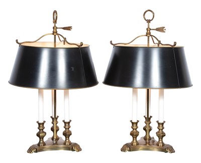 Lot 413 - Pair of Gilt Metal Bouillotte Style Lamps...