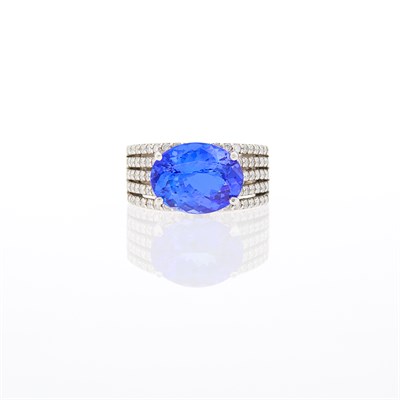 Lot 204 - White Gold, Tanzanite and Diamond Ring