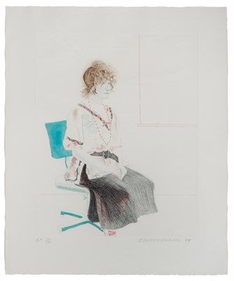 Lot 74 - David Hockney (b. 1937) CELIA SEATED ON AN...