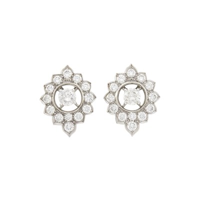 Lot 64 - Emis Pair of Platinum and Diamond Earclips
