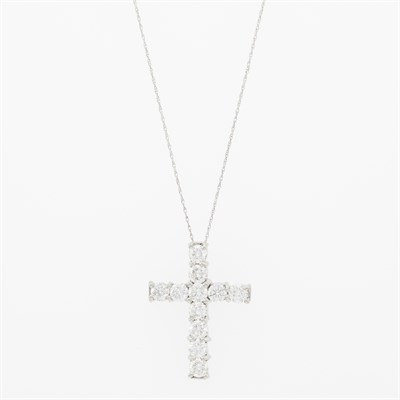 Lot 203 - White Gold and Diamond Cross Pendant