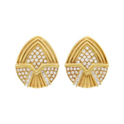 Lot 88 - Pair of Gold and Diamond Earrings