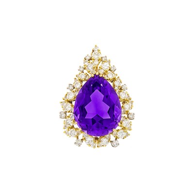 Lot 100 - Gold, Amethyst and Diamond Brooch