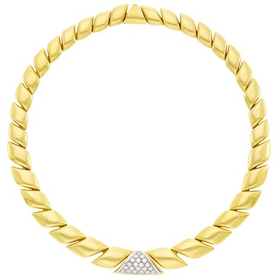 Lot 106 - Two-Color Gold and Diamond Necklace