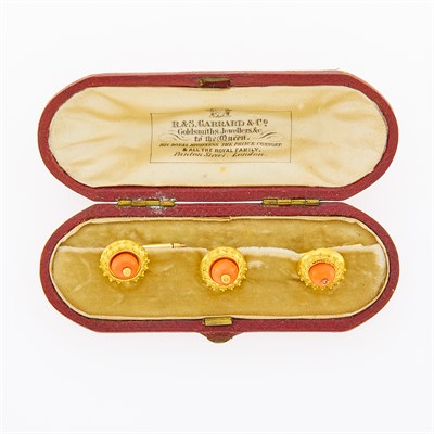 Lot 96 - Three Antique Gold and Coral Studs