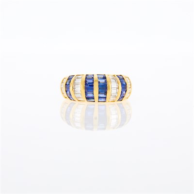 Lot 171 - Gold, Sapphire and Diamond Bombé Ring