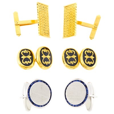 Lot 226 - Three Pairs of Gold Cufflinks