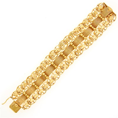 Lot 1239 - Wide Gold Bracelet