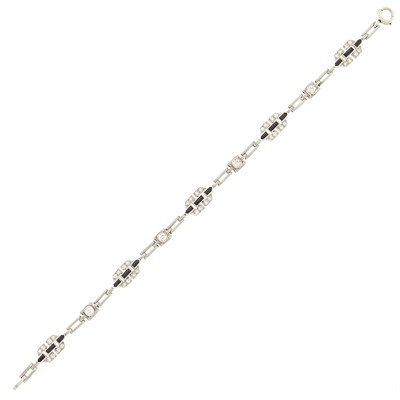 Lot 80 - Platinum, Diamond and Black Onyx Bracelet