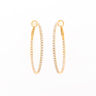 Lot 25 - Pair of Rose Gold and Diamond Hoop Earrings