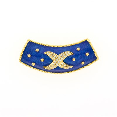 Lot 131 - Gold, Blue Enamel and Diamond Enhancer