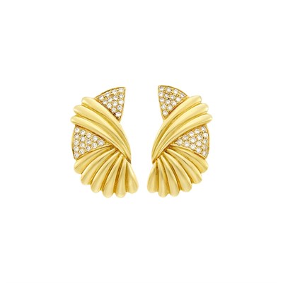 Lot 105 - Pair of Gold and Diamond Earclips
