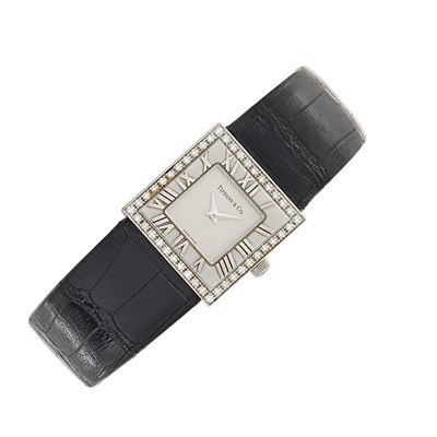 Lot 72 - Tiffany & Co. White Gold and Diamond 'Atlas' Wristwatch