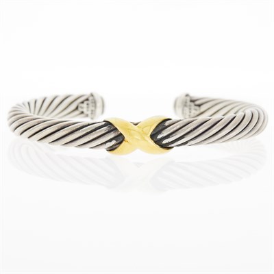 Lot 253 - David Yurman Silver and Gold Bangle Bracelet