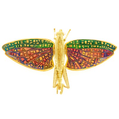 Lot 102 - Gold and Enamel Insect Brooch
