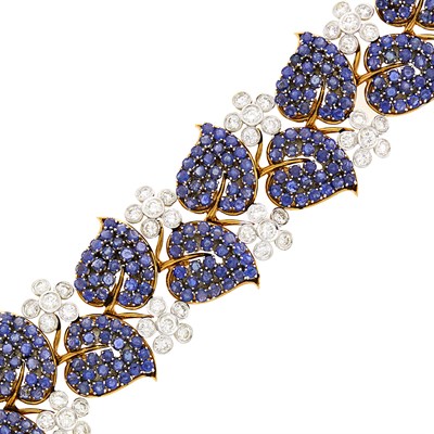 Lot 52 - Two-Color Gold, Sapphire and Diamond Bracelet
