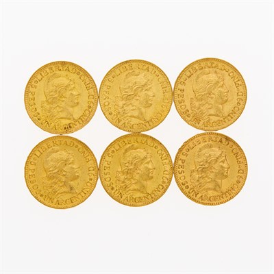 Lot 61 - Argentina 5 Peso Gold Lot of six 5 Peso gold...