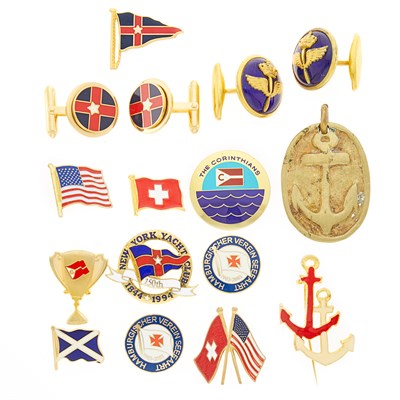 Lot 1255 - Group of Metal and Enamel Nautical Jewelry