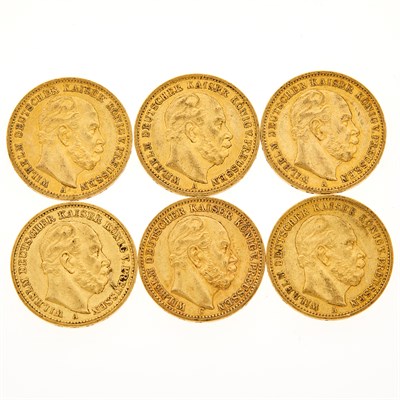 Lot 70 - Germany 20 Mark Gold Coin Lot of six...