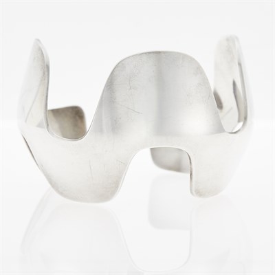 Lot 254 - Georg Jensen Wide Silver Cuff Bangle Bracelet