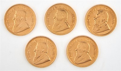 Lot 76 - South Africa Gold Krugerrands Lot of five 1978...
