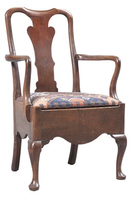 Lot 85 - George II Oak Commode Armchair Mid 18th...