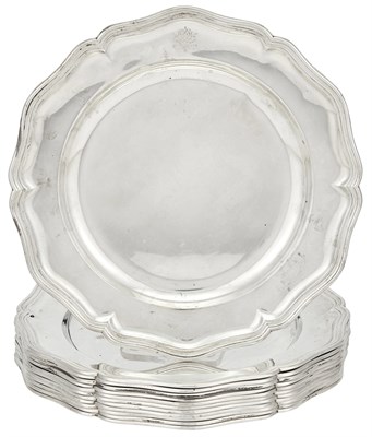 Lot 238 - Set of Twelve Norwegian Silver Dinner Plates J....