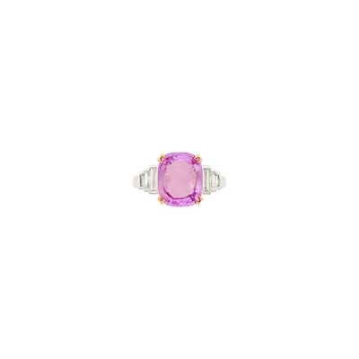 Lot 69 - Two-Color Gold, Pink Sapphire and Diamond Ring