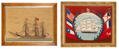 Lot 1285 - Two British Sailor's Woolwork Ship Pictures...