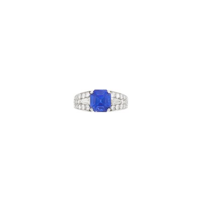 Lot 236 - Bulgari Platinum, Kashmir Sapphire and Diamond Ring
