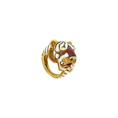 Lot 24 - Frascarolo Gold and Enamel Tiger Ring