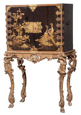 Lot 164 - Japanese Gilt-Brass Mounted Black Lacquer and...