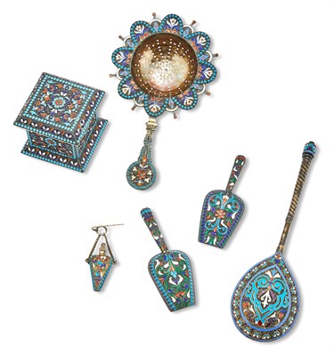 Lot 1108 - Group of Russian Silver and Cloisonné Enamel...