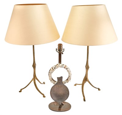 Lot 182 - Pair of Gilt-Bronze Tripod-Form Table Lamps...