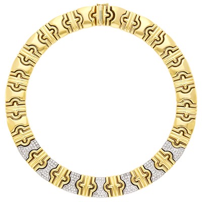 Lot 111 - Two-Color Gold and Diamond Necklace