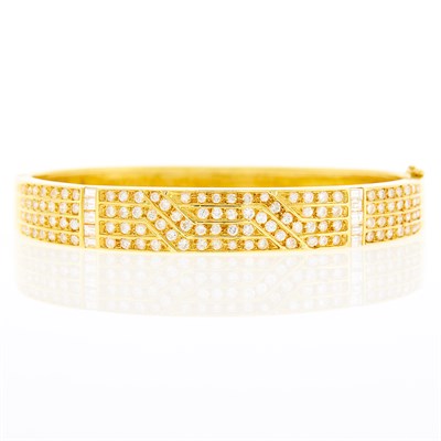 Lot 168 - Gold and Diamond Bangle Bracelet